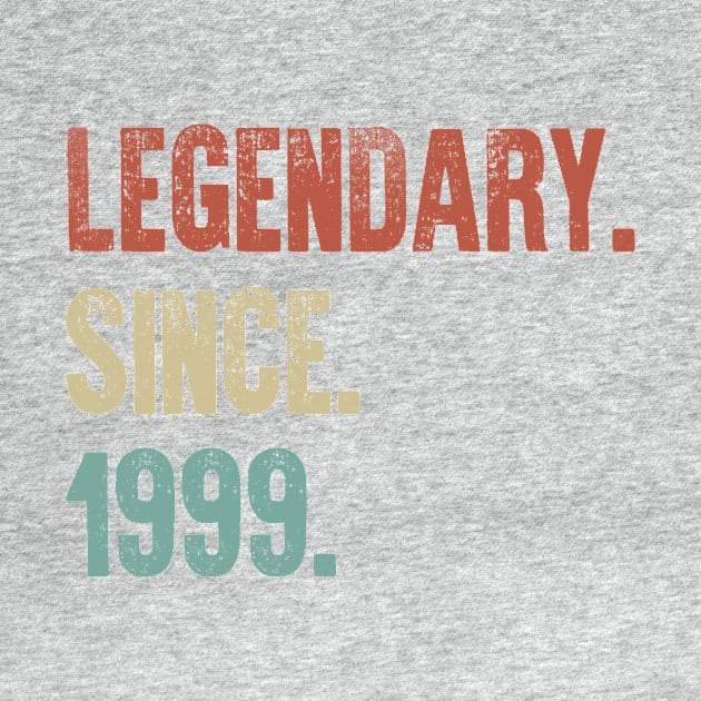 Retro Vintage 20th Birthday Legendary Since 1999 by DutchTees